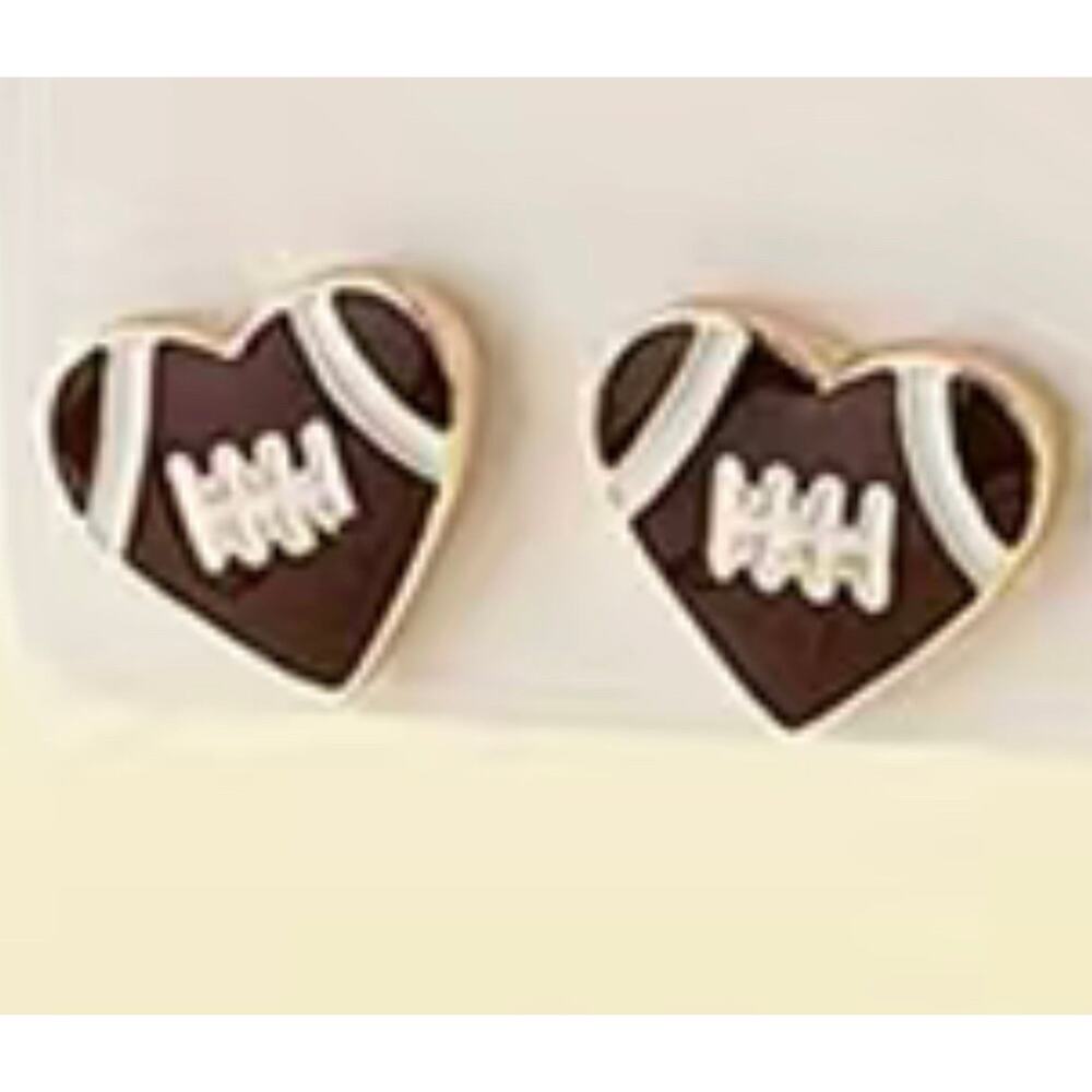 Football Heart Enamel Earrings Cincinnati Bengals